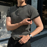 LMN ヘンズダンジャラマッスルフィットヘンリーネック半袖Tシャツ (3 colors)