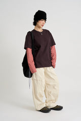 Two-tone stripe layered long sleeve
