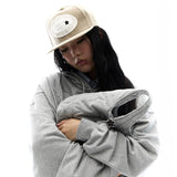 Lace Button Snapback / Beige