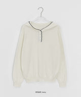 Kidu Color Matching Frill Hood Knit