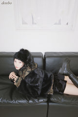 velvet cancan banding mini skirt