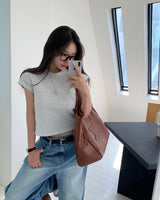 [BELLIDE MADE] Daily Label Semi-Cropped Short-Sleeved T-Shirt
