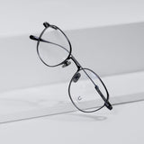 Knouun Round titanium glasses CODE. 102. B Navy