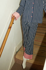 Navy Pink Stripe Pants