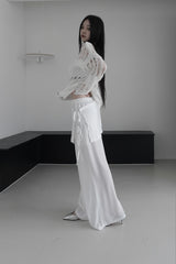 chiffon wrap skirt layered pants (2color)