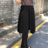 Fabel Ribbon Strap Unbalanced Cutting Midi Skirt