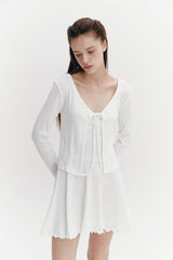 Wave Flare Dress Ivory