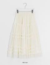 Lanbaf Frill Tiered Layered Long Skirt