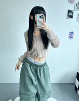 アンゴラクロップフードジップアップ🖤🩷💛🤎💚 - 6カラー