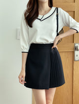 Roven Color Matching Collar Half-Length Knit