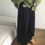 ミンティーローズパッチナッピングワイドデニムパンツ