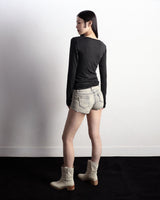 Henley Neck Long Sleeve Stripe Black