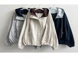 Mika High Neck Color Matching Pendant String Hooded Jumper
