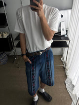 ASCLO Ethnic Embroidery Denim Bermuda Pants (2color)