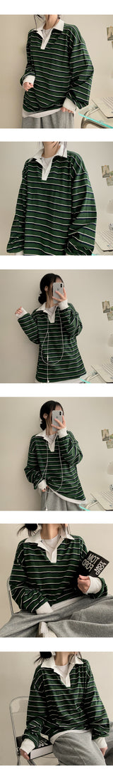Lao Rouge Fit Color Collar Danjara Sweatshirt T-shirt