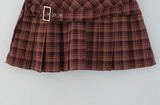 LOW BELETD CHECK PLEATS MINI SKIRT (2COLORS!)