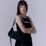 シャーリングナイロンショルダーバッグ (BLACK)