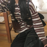 Salt Stripe Pocket Hooded Knit Cardigan