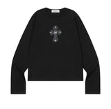 COLI CROSS LEATHER PATCH LONG SLEEVE T (2COLOR)