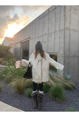 wool white muffler half quilted coat