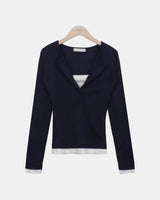 Seeun Contrast Button Long Sleeve T-Shirt
