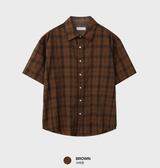 Look Glass Summer Daily Soft Check Short Sleeve Shirt