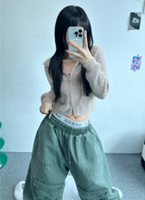 アンゴラクロップフードジップアップ🖤🩷💛🤎💚 - 6カラー