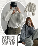 Bahu Stripe Hooded Zip-Up