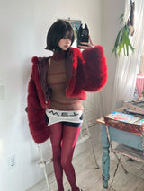 Red crop fur-JK