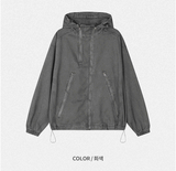 Slant-washed hooded field jacket