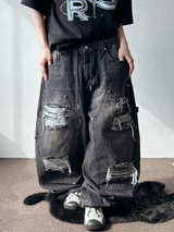 Coco Distressed Fringe Carpenter Denim Pants 2color
