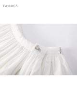 Lacey cotton shirring wrap mini skirt white