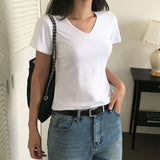 [MADE/S,M] ベーシックレーヨンVネック半袖Tシャツ