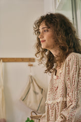 (24230WTLLN) ULLALA PAJAMAS Mazzle Long Sleeve Two-Piece Cream (30'S) Free Size
