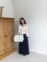 Apple Heart-Neck Ribbon-Ruched Sleeveless Top (6c)