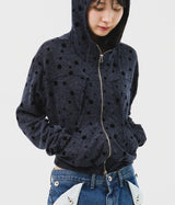 (W) Dual Dot Hooded Zip Up (2color)