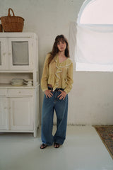 Open sheer blouse_mustard