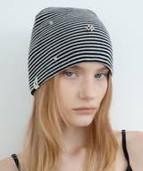MOON FLOWER BEANIE_BLACK