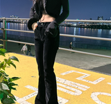 (HIP SHAPING/DATE LOOK) VELVET STRETCH DENIM LOW-RISE BOOTCUT