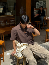 Summer bante collar short-sleeved cardigan