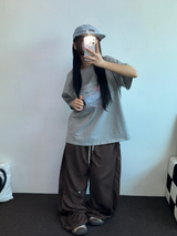2SIZE🩶 SOFTY SIDE PINTUCK WIDE LONG PANTS 🩶🧇🖤🤍5COLOR