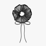 RIBBON TRIM SEE-THROUGH SCRUNCHIE (BLACK)