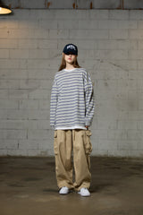 JERRY STRIPE OVERFIT LONG SLEEVE T-SHIRT / GRAY