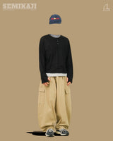 ROR ヘンリーネックレイヤードクロップTシャツ