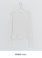 カニットダイアゴナルボタンラウンド長袖Tシャツ