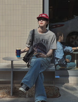 パームプリントクロップショートスリーブTシャツ