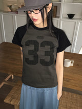 Sec 33 プリンティドセミクロップ半袖Tシャツ