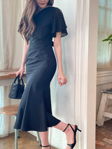 Andeu Cowl Neck Ruffle Mermaid Long One Piece