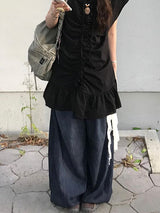 moshi summer denim wide pants