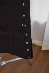 Snap Button Detail Slit Pants (Black/2size)